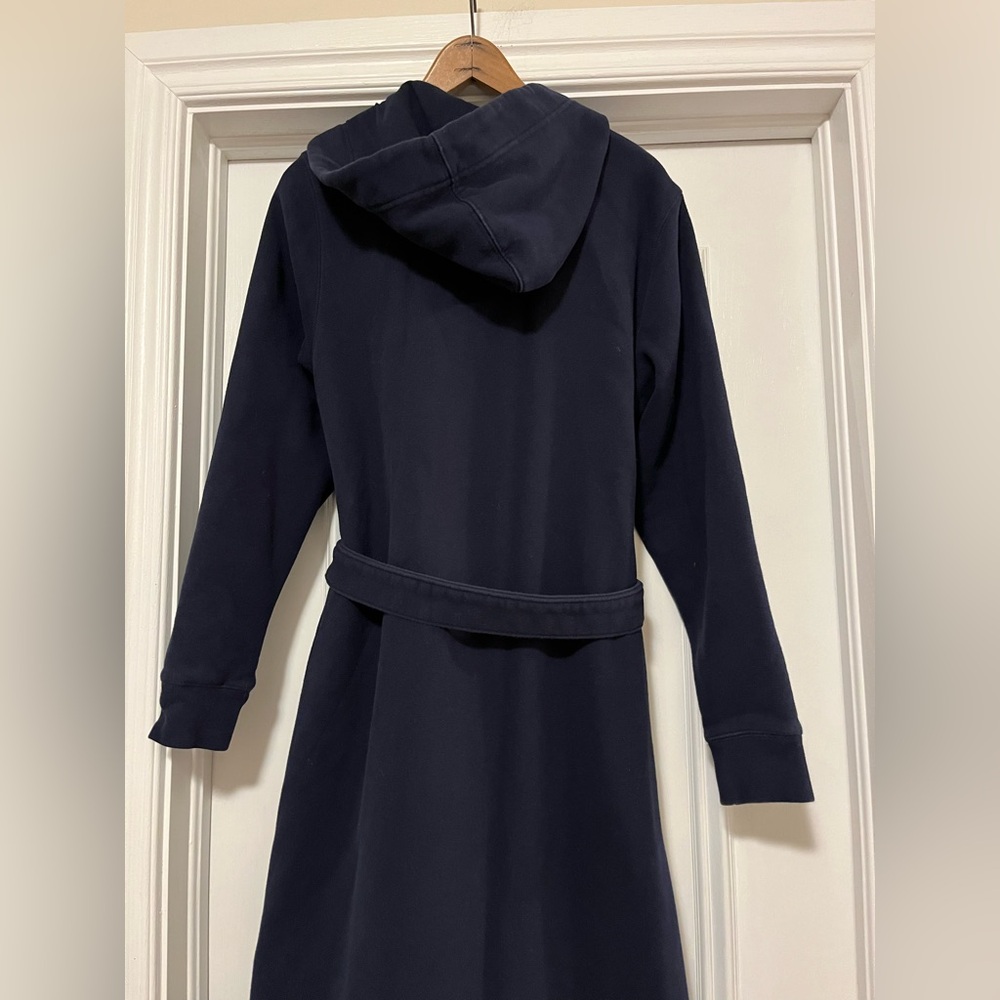 Land’ End Women’s Size Large Navy Blue Serious Sweats Fleece Lined Bathrobe Robe - Picture 8 of 11
